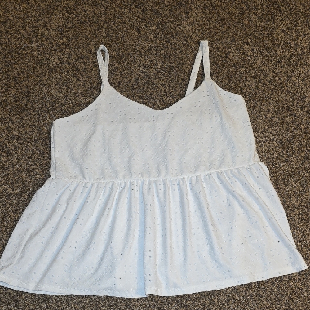 White Eyelet Sleeveless Top